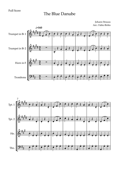 The Blue Danube (Waltz by Johann Strauss) for Brass Quartet (arr. Fabio Britto)