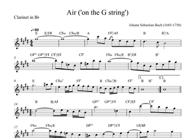 Air ('on the G string') - Clarinet in Bb (with chords) (arr. Alex Nunes Rodrigues)