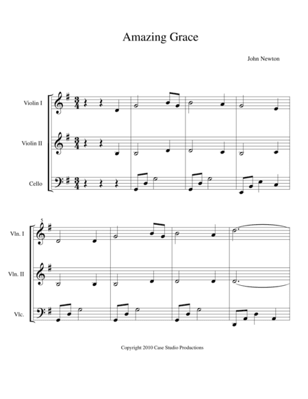 A Collection Of Hymns For String Trio book 1 (arr. J.L. Case)