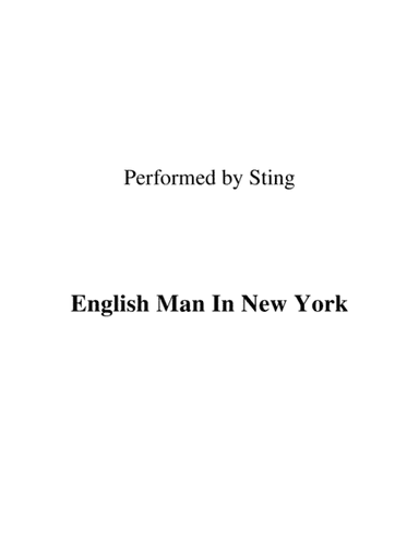 Englishman In New York (arr. Ronn M)