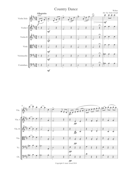 Carl Maria Von Webber: Country Dance/La¨ndlicher tanz for Violin solo and String Orchestra (arr. Amir Awad)