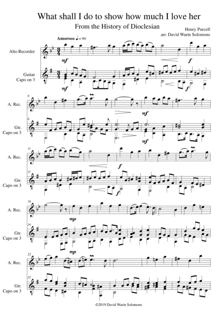 What shall I do to show how much I love her for alto recorder and guitar (arr. David Warin Solomons)