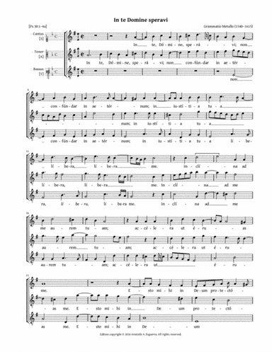In te Domine speravi (Metallo) - SAT (arr. Aristotle A. Esguerra)