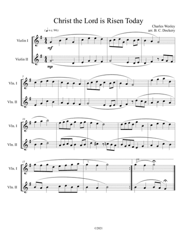 Christ the Lord is Risen Today (violin duet) (arr. B. C. Dockery)