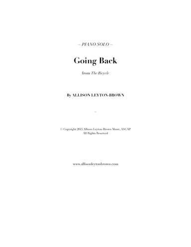 Going Back - Evocative Piano Solo - by Allison Leyton-Brown