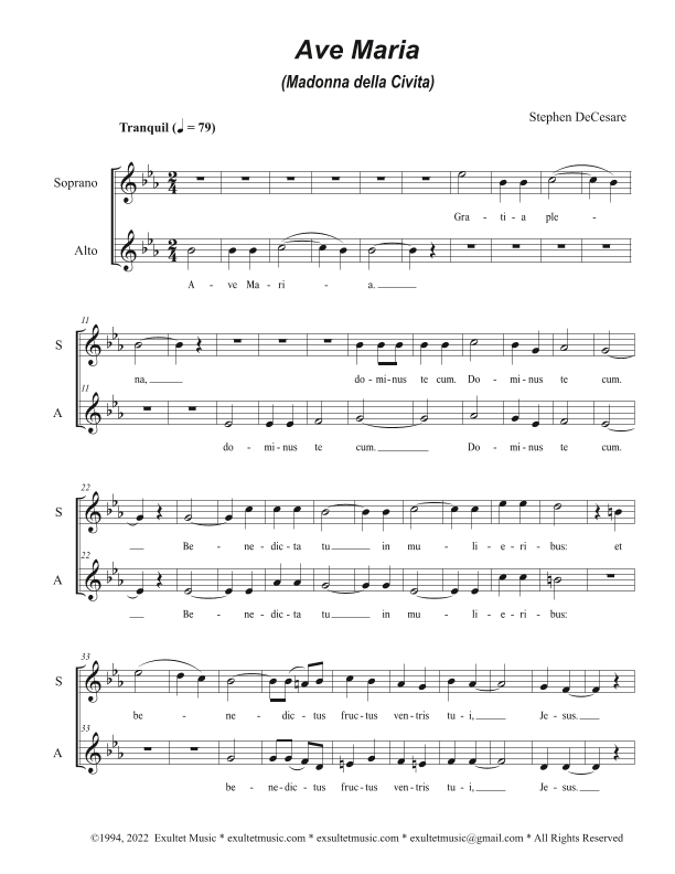 Ave Maria (Madonna della Civita) (Duet for Soprano and Alto solo)