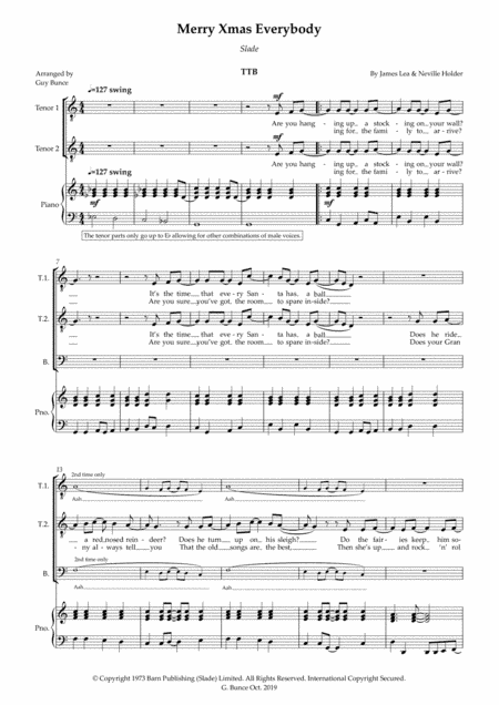 Merry Xmas Everybody (arr. Guy Bunce)