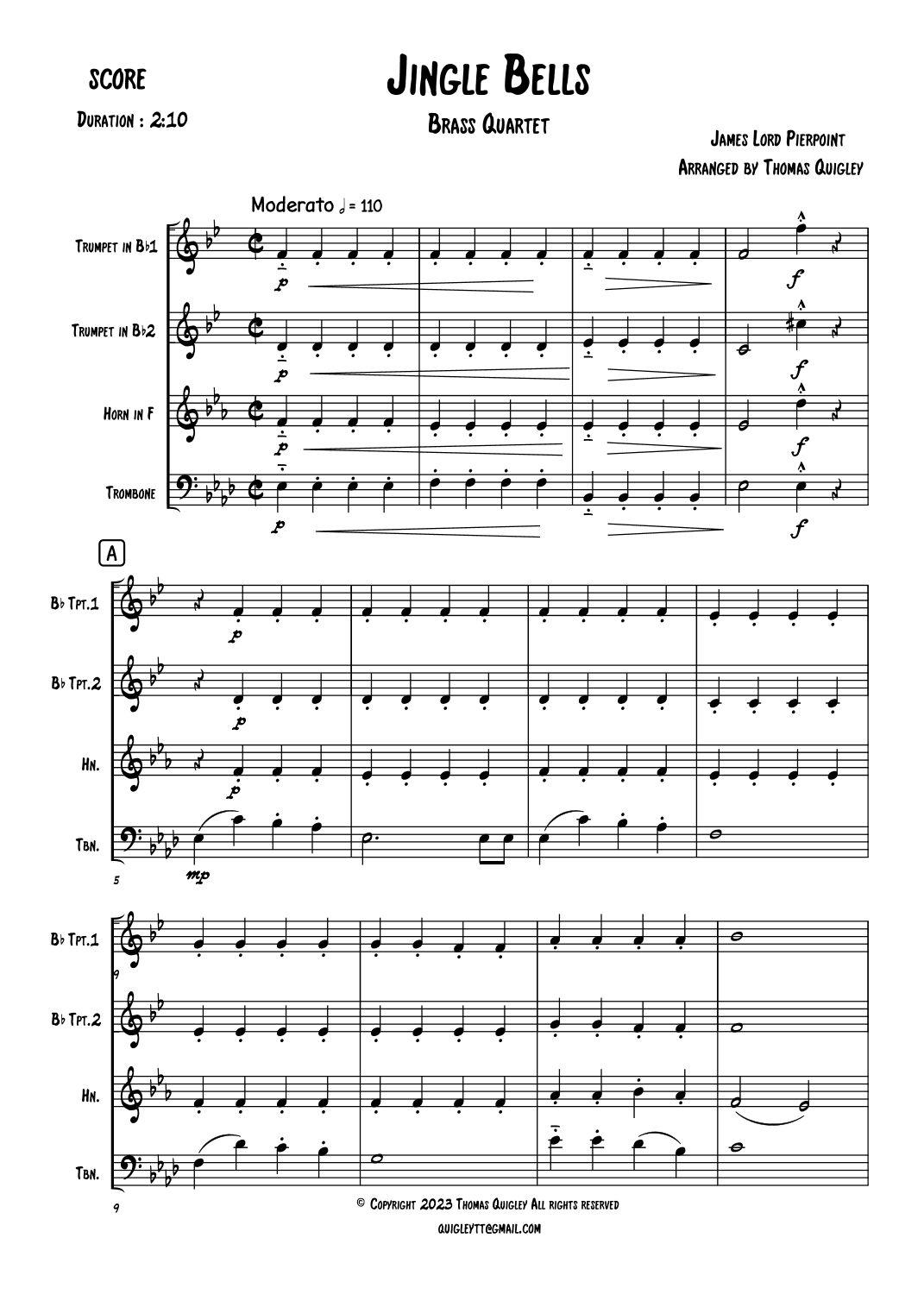 Jingle Bells (arr. Thomas Quigley)