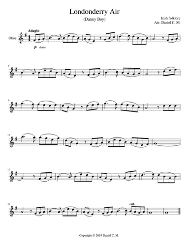 Danny Boy for oboe and piano (arr. Daniel C. M.)