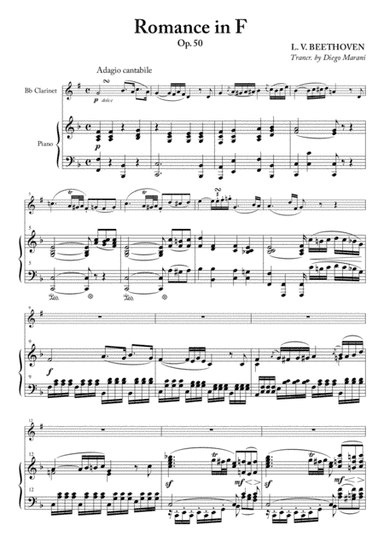 Romance in F for Clarinet and Piano (arr. Diego Marani)