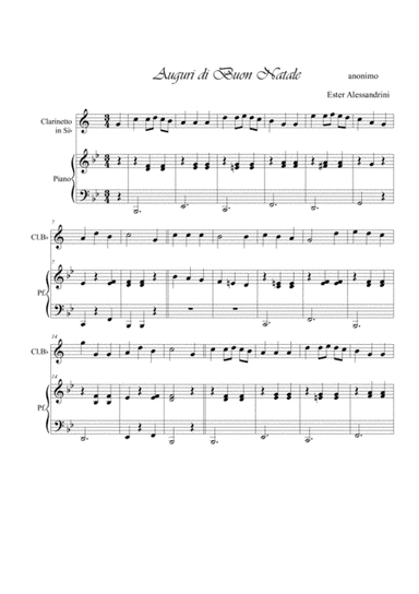 Auguri di Buon Natale. Clarinet and piano (arr. Ester Alessandrini)