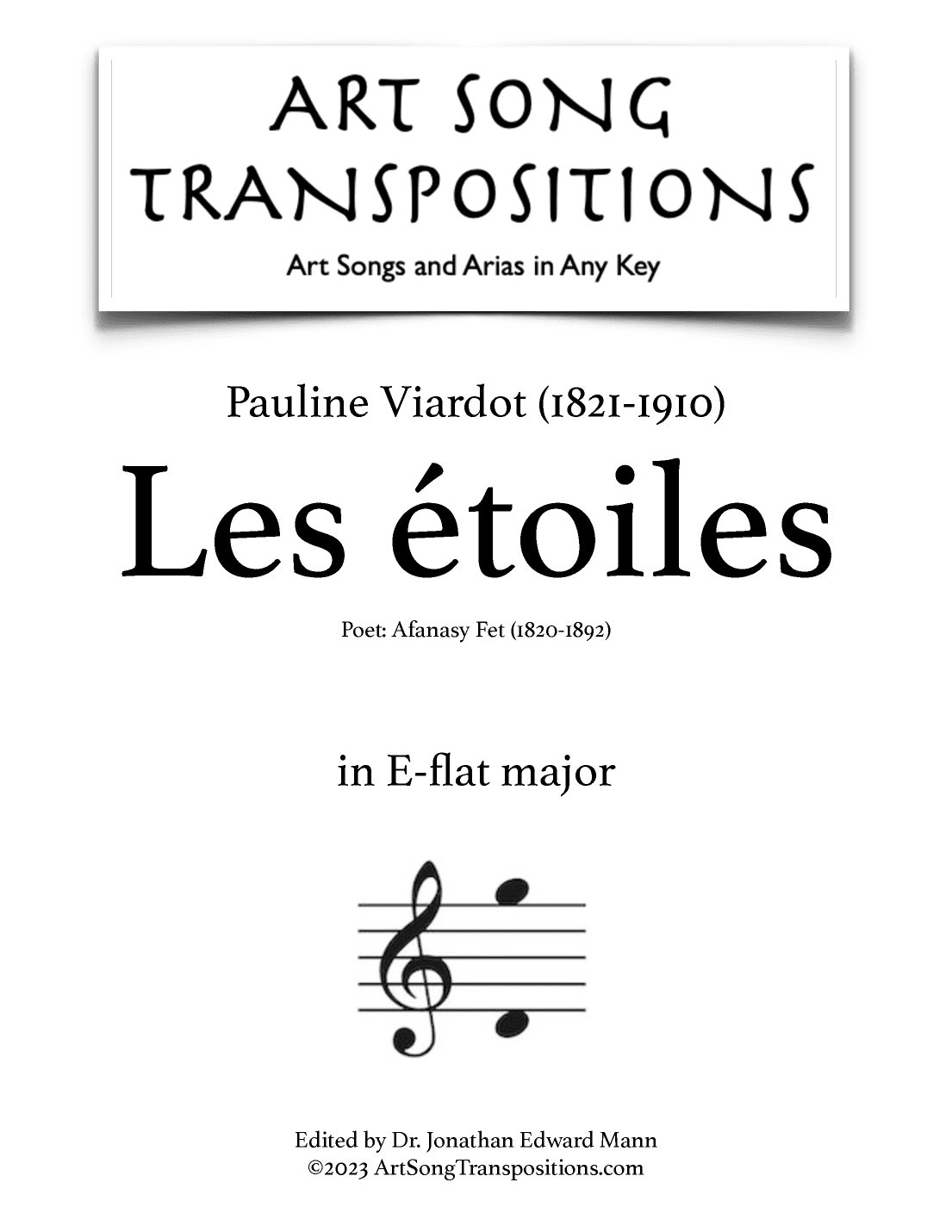 VIARDOT: Les étoiles (transposed to E-flat major) (arr. ArtSongTranspositions.com)