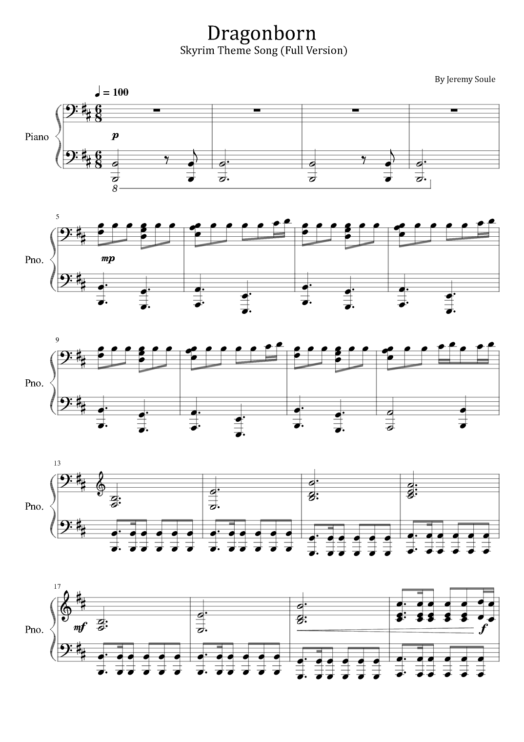 Dragonborn (skyrim Theme) (arr. poon)