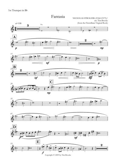 Fantasia (from The Fitzwilliam Virginal Book) - brass quintet (set of parts) (arr. Tim Brooke)