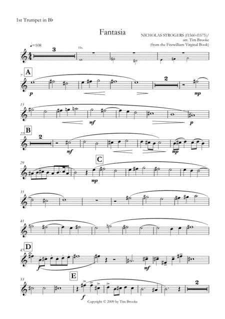 Fantasia (from The Fitzwilliam Virginal Book) - brass quintet (set of parts) (arr. Tim Brooke)