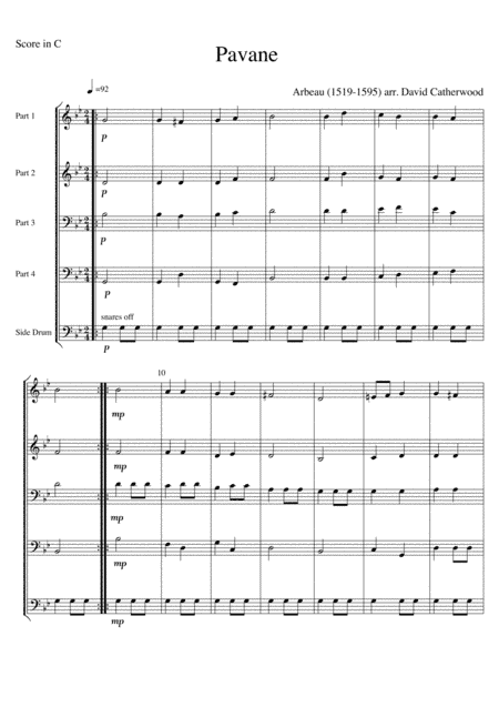 Pavane by Arbeau (1589) arranged for flexible ensemble by David Catherwood (arr. David Catherwood)