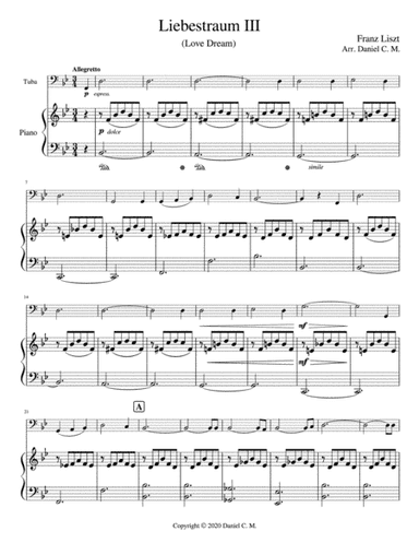 Liebestraum for tuba and piano (easy) (arr. Daniel C. M.)
