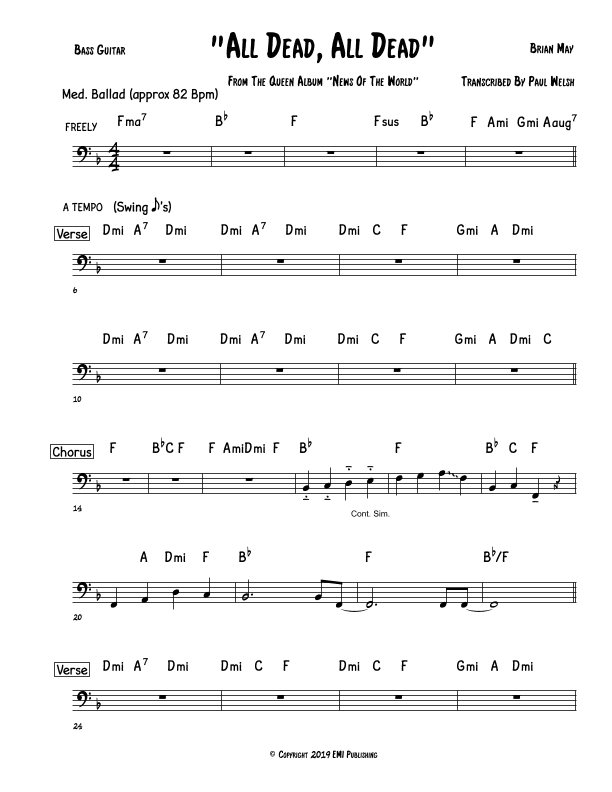 All Dead, All Dead (arr. P Welsh)