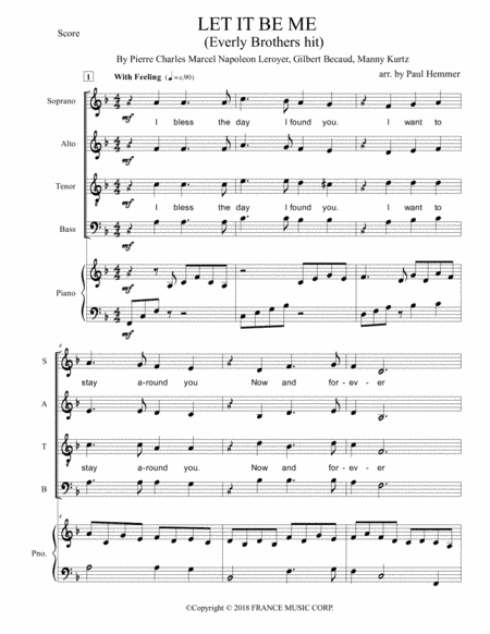 Let It Be Me (je T'appartiens) (arr. Paul Hemmer)