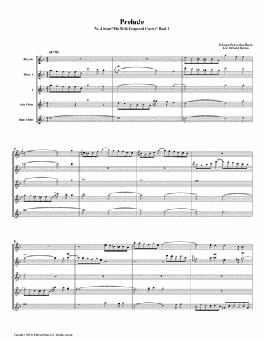 Prelude 04 from  Well-Tempered Clavier, Book 1 (Flute Quintet) (arr. Richard Byrnes)