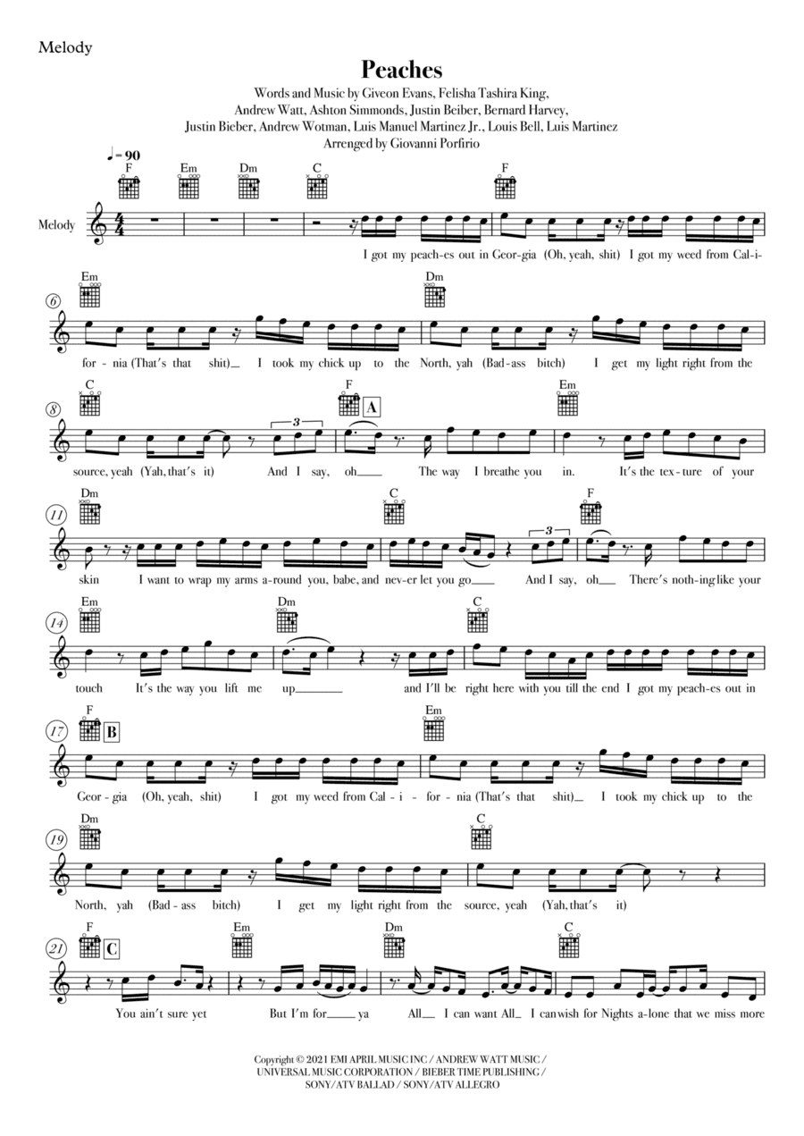 Peaches (arr. Giovanni Porfirio)