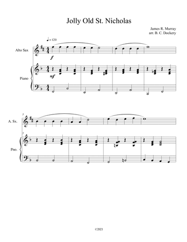 Jolly Old St. Nicholas (Alto Sax Solo with Piano Accompaniment) (arr. B. C. Dockery)