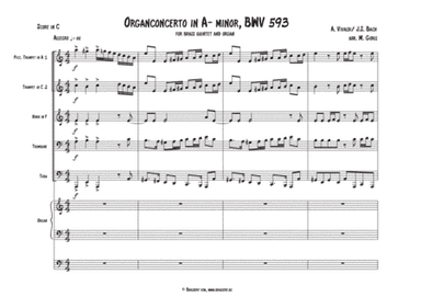 Organconcerto A-minor BWV 593, for brass quintet and organ solo (arr. Marc Goris)