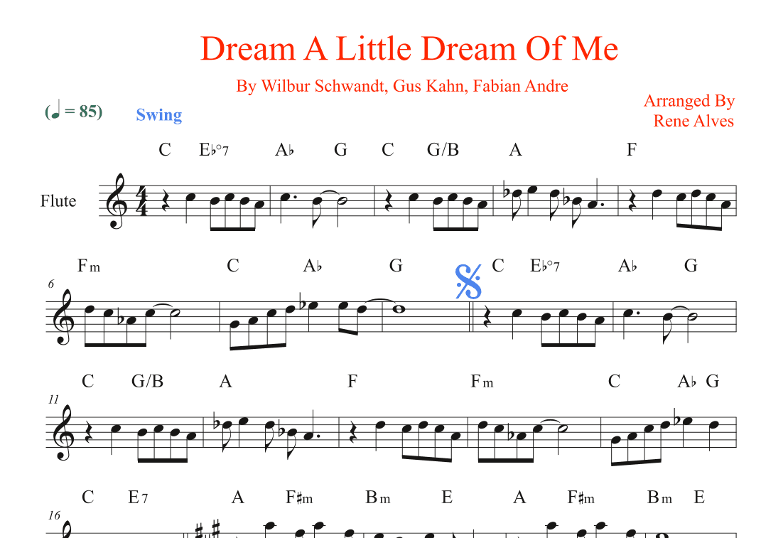 Dream A Little Dream Of Me (arr. Rene Alves)