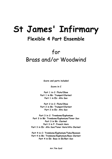 St James' Infirmary for Flexible 4 Part Ensemble (arr. Tim Curd)