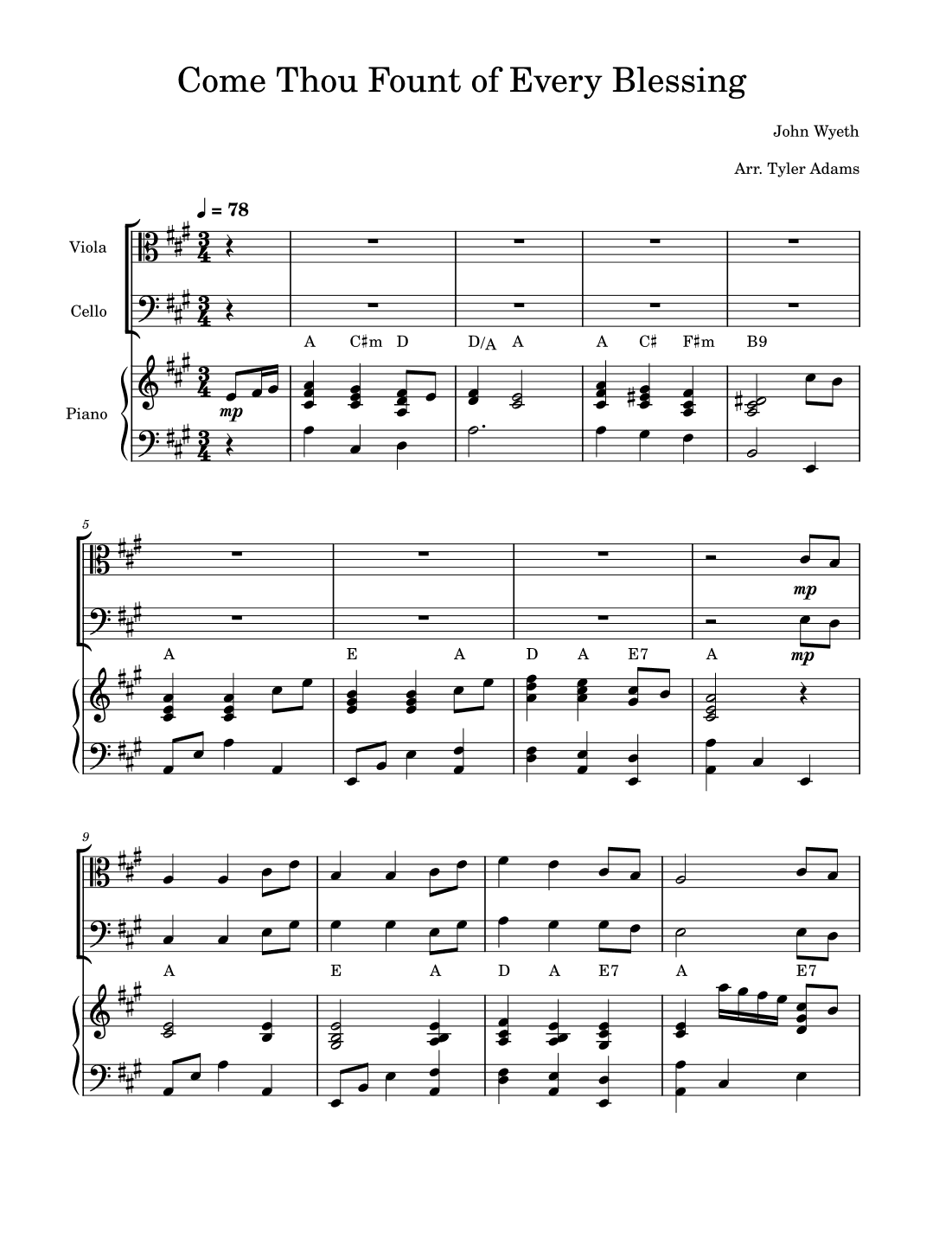 Come Thou Fount of Every Blessing (Viola and Cello Duet) (arr. Tyler Adams)
