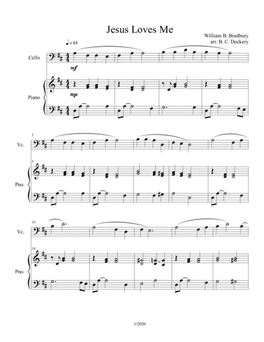 Jesus Loves Me (cello solo) with optional piano accompaniment (arr. B. C. Dockery)