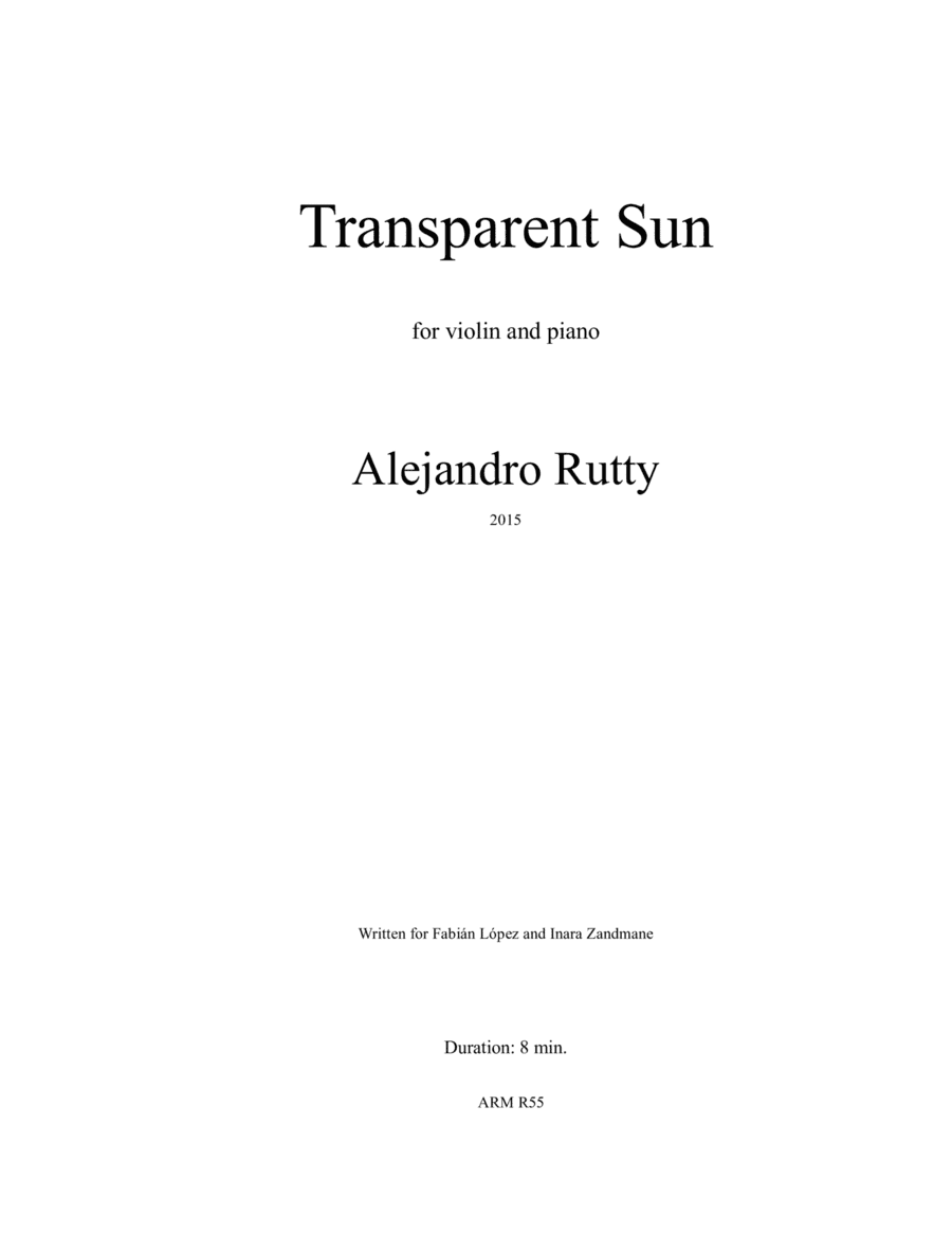 Transparent Sun - for violin and piano