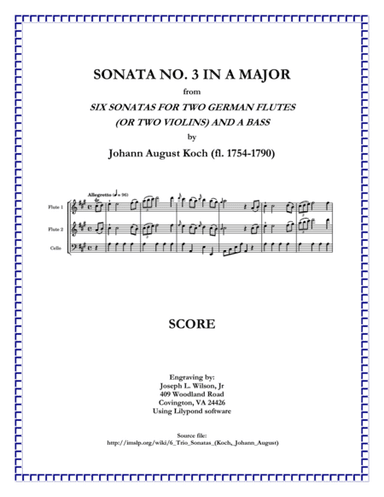 Koch Trio Sonata No. 3 in A Major (arr. Joseph L. Wilson, Jr.)