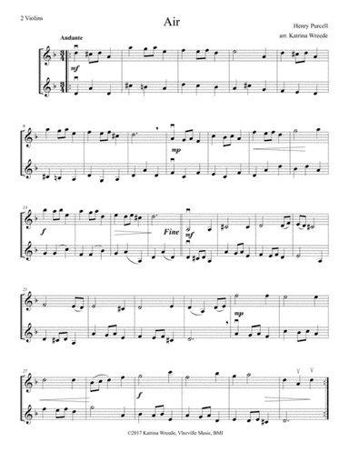Purcell Air - for Two Violins (arr. Katrina Wreede)