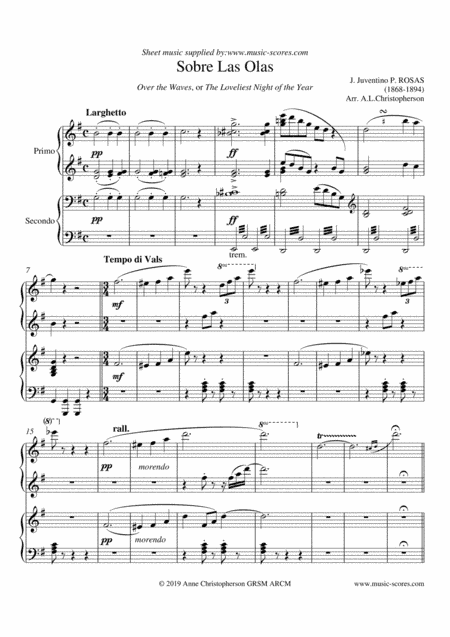 Over the Waves - Piano Duet (arr. Anne L Christopherson GRSM ARCM)