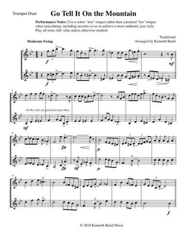 Go Tell It On the Mountain - Trumpet Duet (arr. Kenneth Baird)