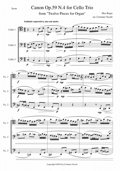 Canon Op.59 N.4 for Cello Trio (arr. Cristiano Vecchi)