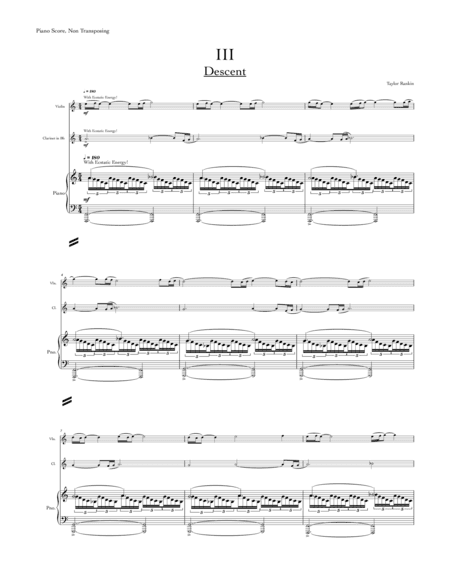 Descent (Metropolis, movement III) trio for violin, Bb clarinet, and piano