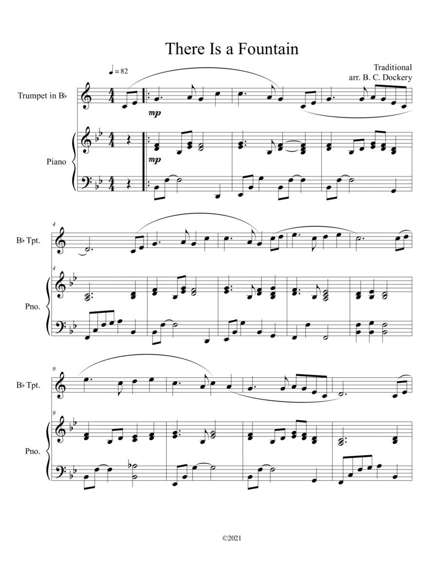 There Is a Fountain (Trumpet Solo) with piano accompaniment (arr. B. C. Dockery)