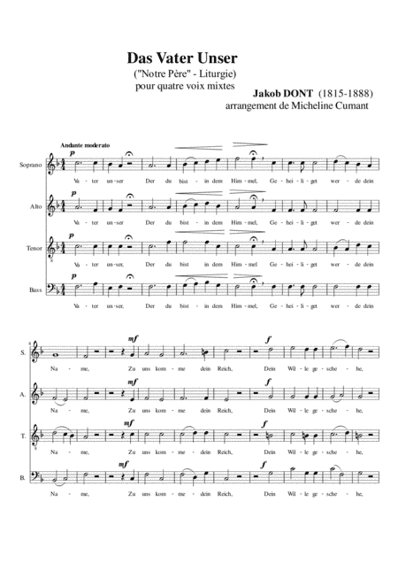DONT, Jakob : Vater Unser (Our Lord) (arr. Cumant, Micheline)