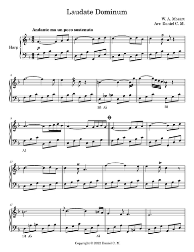 Laudate Dominum for harp (easy) (arr. Daniel C. M.)
