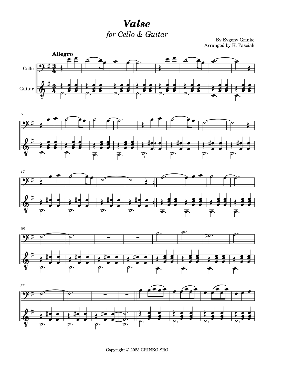 Valse (arr. Kenneth Pasciak)