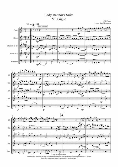 Parry: Lady Radnor's Suite VI. Gigue - wind quintet (arr. Ray Thompson)