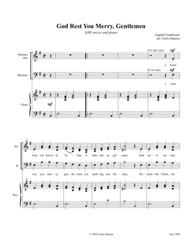 God Rest You Merry, Gentlemen (SAB) (arr. Curtis Hanson)