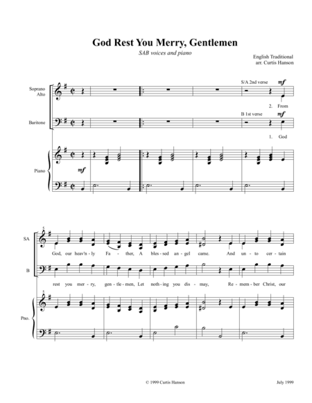 God Rest You Merry, Gentlemen (SAB) (arr. Curtis Hanson)