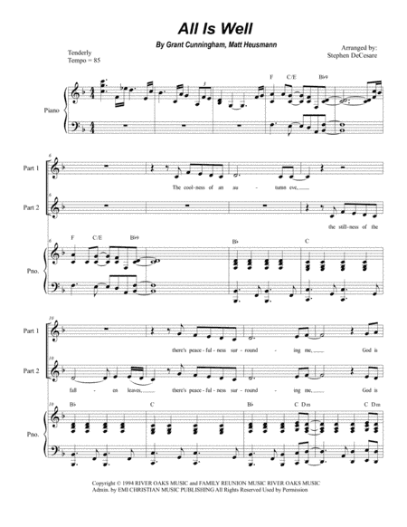 All Is Well (arr. Stephen DeCesare)