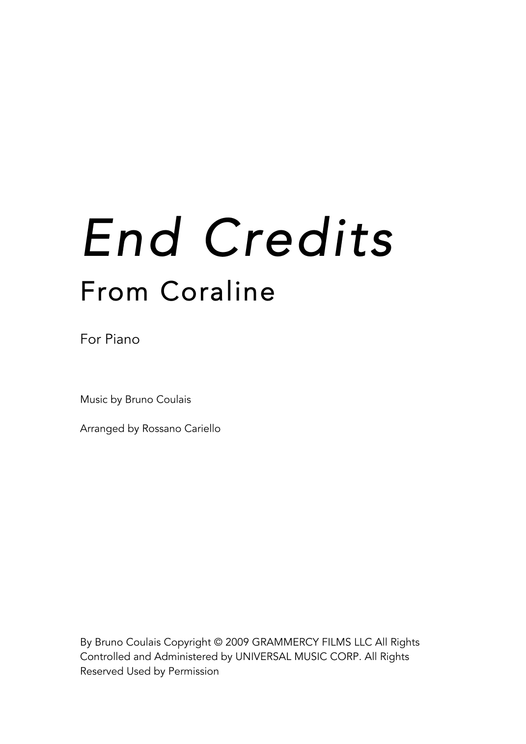 End Credits (arr. Rossano Cariello)