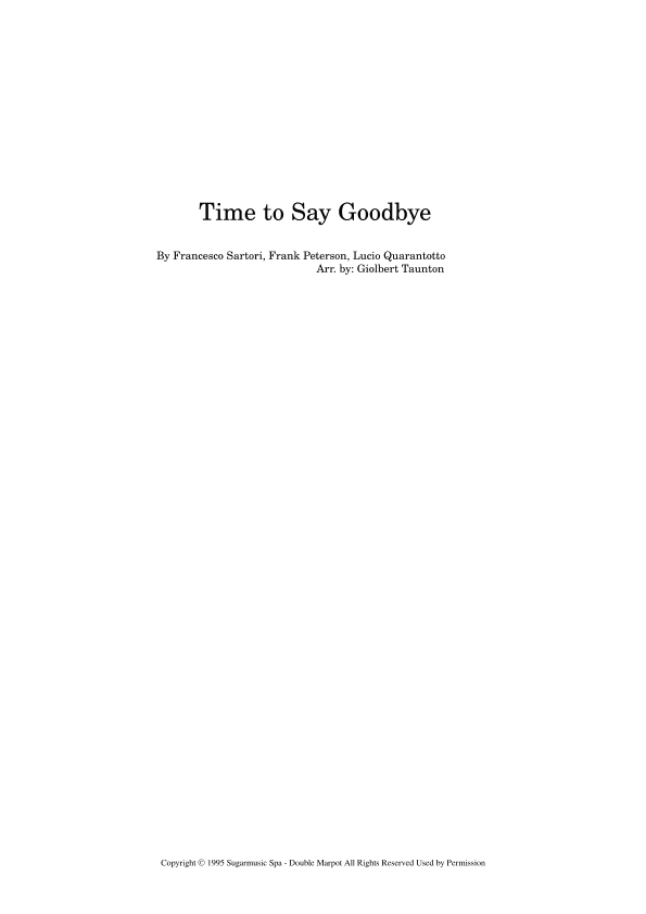 Time To Say Goodbye (arr. Gilbert Taunton)