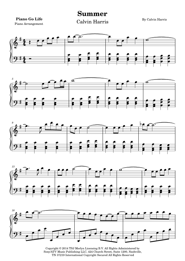Summer (arr. Piano Go Life)