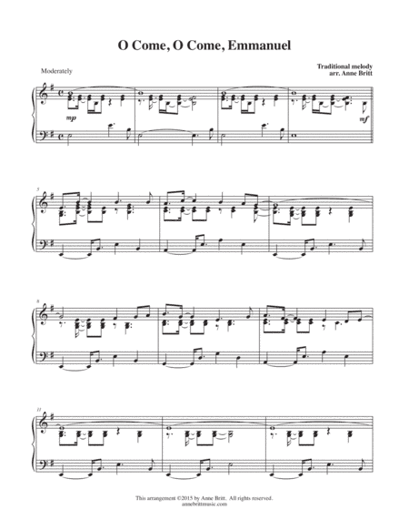 O Come, O Come, Emmanuel (piano solo) (arr. Anne Britt)